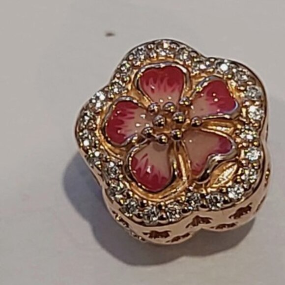 Auth PANDORA *Country Edition RARE* Pink Sparkling Peach Blossom Flower 788079CZ - Picture 11 of 11